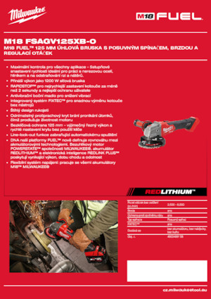 Vezetéknélküli sarokcsiszolók Milwaukee M18 FSAGV125XB-0