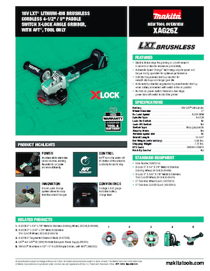 Vezetéknélküli sarokcsiszolók Makita XAG26Z