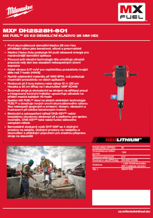 Vezetéknélküli bontókalapácsok Milwaukee MXF DH2528H-601