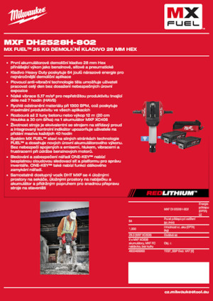 Vezetéknélküli bontókalapácsok Milwaukee MXF DH2528H-802