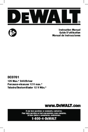 Vezetéknélküli fúrók és csavarbehajtók DEWALT DCD701B