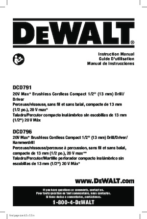 Vezetéknélküli fúrók és csavarbehajtók DEWALT DCD791B