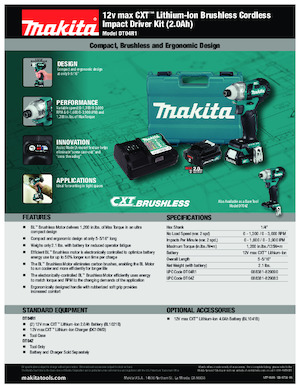 Vezetéknélküli ütvecsavarozók és csavarkulcsok Makita DT04R1