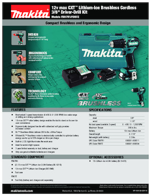 Vezetéknélküli fúrók és csavarbehajtók Makita FD07R1