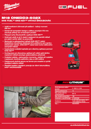 Vezetéknélküli fúrók és csavarbehajtók Milwaukee M18 ONEDD3-502X