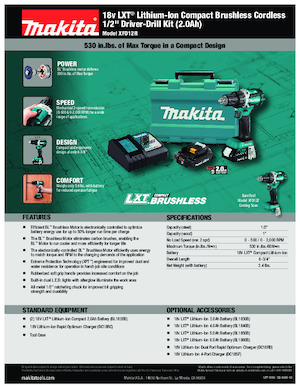 Vezetéknélküli fúrók és csavarbehajtók Makita XFD12R