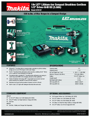 Vezetéknélküli fúrók és csavarbehajtók Makita XFD12T