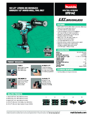 Vezetéknélküli fúrók és csavarbehajtók Makita XFD14Z