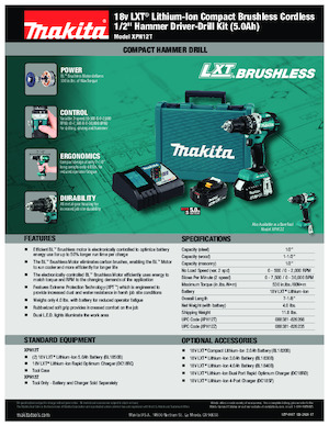 Vezetéknélküli fúrók és csavarbehajtók Makita XPH12T 