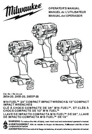 Vezetéknélküli ütvecsavarozók és csavarkulcsok Milwaukee 2855P-20