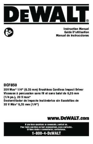 Vezetéknélküli ütvecsavarozók és csavarkulcsok DEWALT DCF850B
