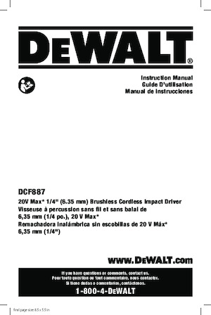 Vezetéknélküli ütvecsavarozók és csavarkulcsok DEWALT DCF887B