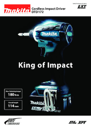 Vezetéknélküli ütvecsavarozók és csavarkulcsok Makita DTD172