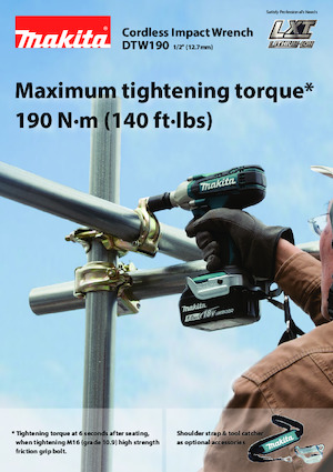 Vezetéknélküli ütvecsavarozók és csavarkulcsok Makita DTW190