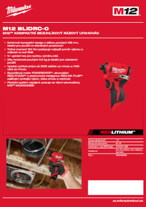 Vezetéknélküli ütvecsavarozók és csavarkulcsok Milwaukee M12 BLIDRC-0