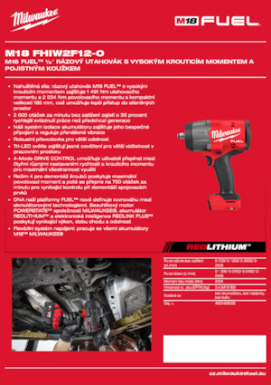 Vezetéknélküli ütvecsavarozók és csavarkulcsok Milwaukee M18 FHIW2F12-0