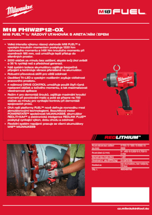 Vezetéknélküli ütvecsavarozók és csavarkulcsok Milwaukee M18 FHIW2P12-0X
