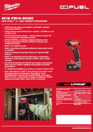 Vezetéknélküli ütvecsavarozók és csavarkulcsok Milwaukee M18 FID3-502X