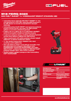 Vezetéknélküli ütvecsavarozók és csavarkulcsok Milwaukee M18 FIDRQ-502X