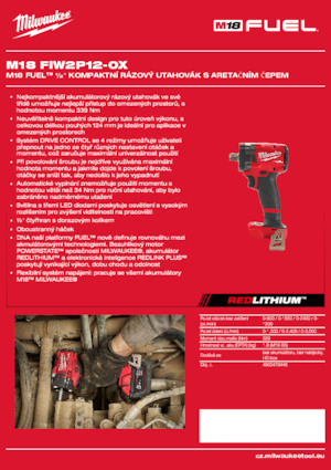 Vezetéknélküli ütvecsavarozók és csavarkulcsok Milwaukee M18 FIW2P12-0X