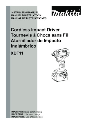 Vezetéknélküli ütvecsavarozók és csavarkulcsok Makita XDT11Z