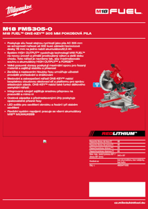 Vezetéknélküli gérvágók Milwaukee M18 FMS305-0