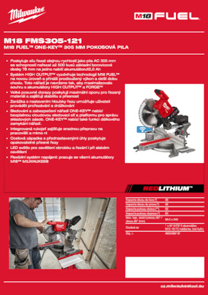 Vezetéknélküli gérvágók Milwaukee M18 FMS305-121