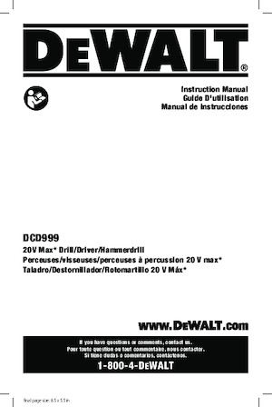Vezetéknélküli fúrókalapácsok DEWALT DCD999B