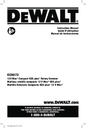 Vezetéknélküli fúrókalapácsok DEWALT DCH072B