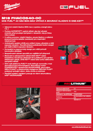 Vezetéknélküli fúrókalapácsok Milwaukee M18 FHACO540-0C