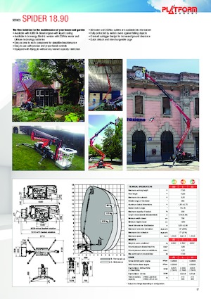 Lánctalpas töretőgémes munkaállványok Platform Basket SPIDER 18.90 E