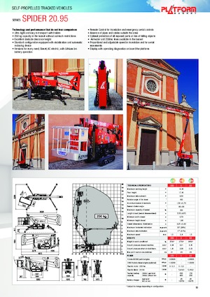 Lánctalpas töretőgémes munkaállványok Platform Basket SPIDER 20.95 E