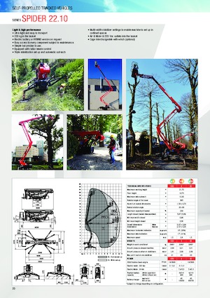 Lánctalpas töretőgémes munkaállványok Platform Basket SPIDER 22.10 E
