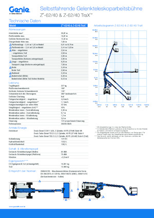 Lánctalpas töretőgémes munkaállványok Genie Z-62/40 TraX