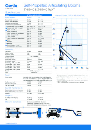 Lánctalpas töretőgémes munkaállványok Genie Z-62/40 TraX