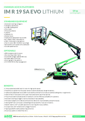 Lánctalpas töretőgémes munkaállványok Imer IM R 19 SA Evo Lithium