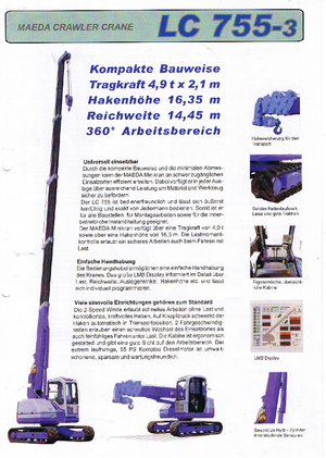 Lánctalpas daruk - teleszkópos gém Maeda LC 755-3