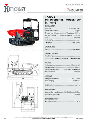 Lánctalpas dömperek Hinowa TX3005