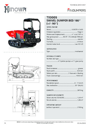 Lánctalpas dömperek Hinowa TX3005