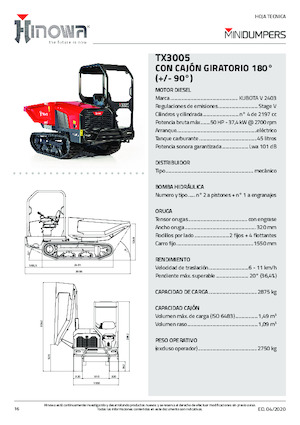 Lánctalpas dömperek Hinowa TX3005