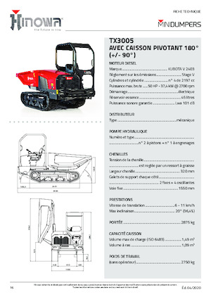 Lánctalpas dömperek Hinowa TX3005