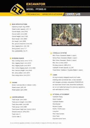 Lánctalpas kotrók PowerPlus PP280E-XI