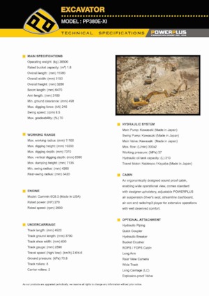 Lánctalpas kotrók PowerPlus PP380E-XI