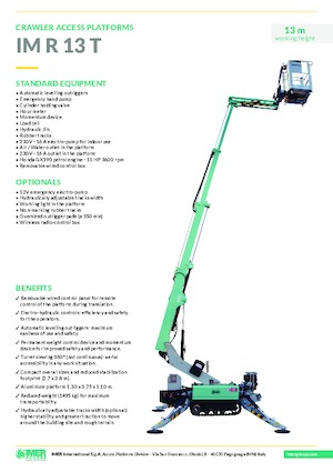 Lánctalpas teleszkópgémes munkaállványok Imer IM R 13 T 