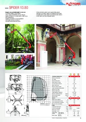 Lánctalpas teleszkópgémes munkaállványok Platform Basket SPIDER 13.80 E