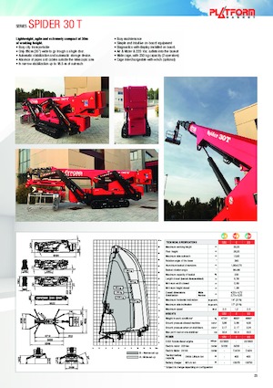 Lánctalpas teleszkópgémes munkaállványok Platform Basket SPIDER 30T E
