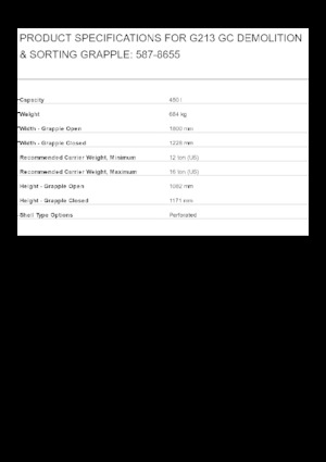 Bontási válogató megfogók Caterpillar G213 GC