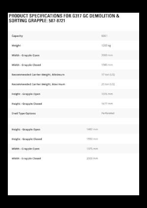 Bontási válogató megfogók Caterpillar G317 GC