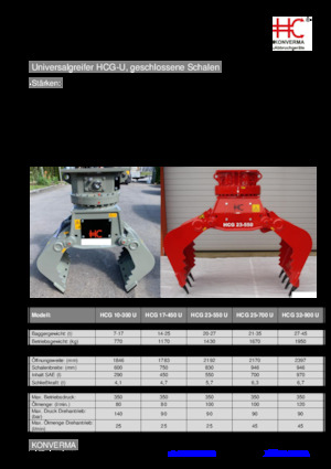 Bontási válogató megfogók Konverma HCG 17-450-U