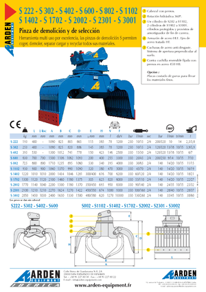 Bontási válogató megfogók Arden S 3001